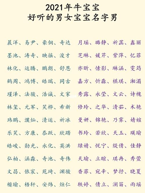 牛年男宝宝取名大全2021款